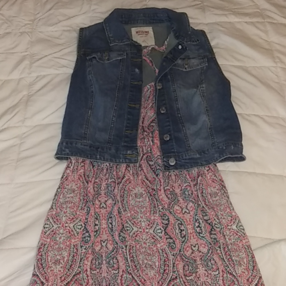 👗Xhilaration Maxi Dress w/Mossimo Blue Jean Vest